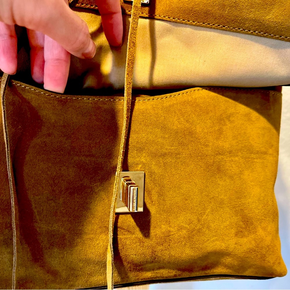 NWOT Rebecca Minkoff Darren Zip Suede Shoulder Bag in Whiskey - Picture 7 of 16